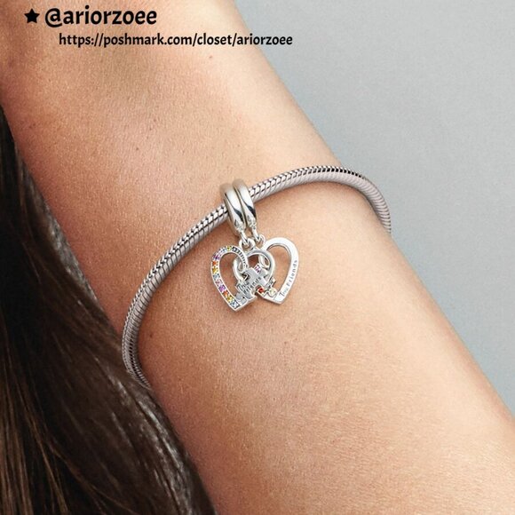 Pandora Puzzle Piece Hearts Splittable Friendship Dangle Charm - Picture 2 of 2